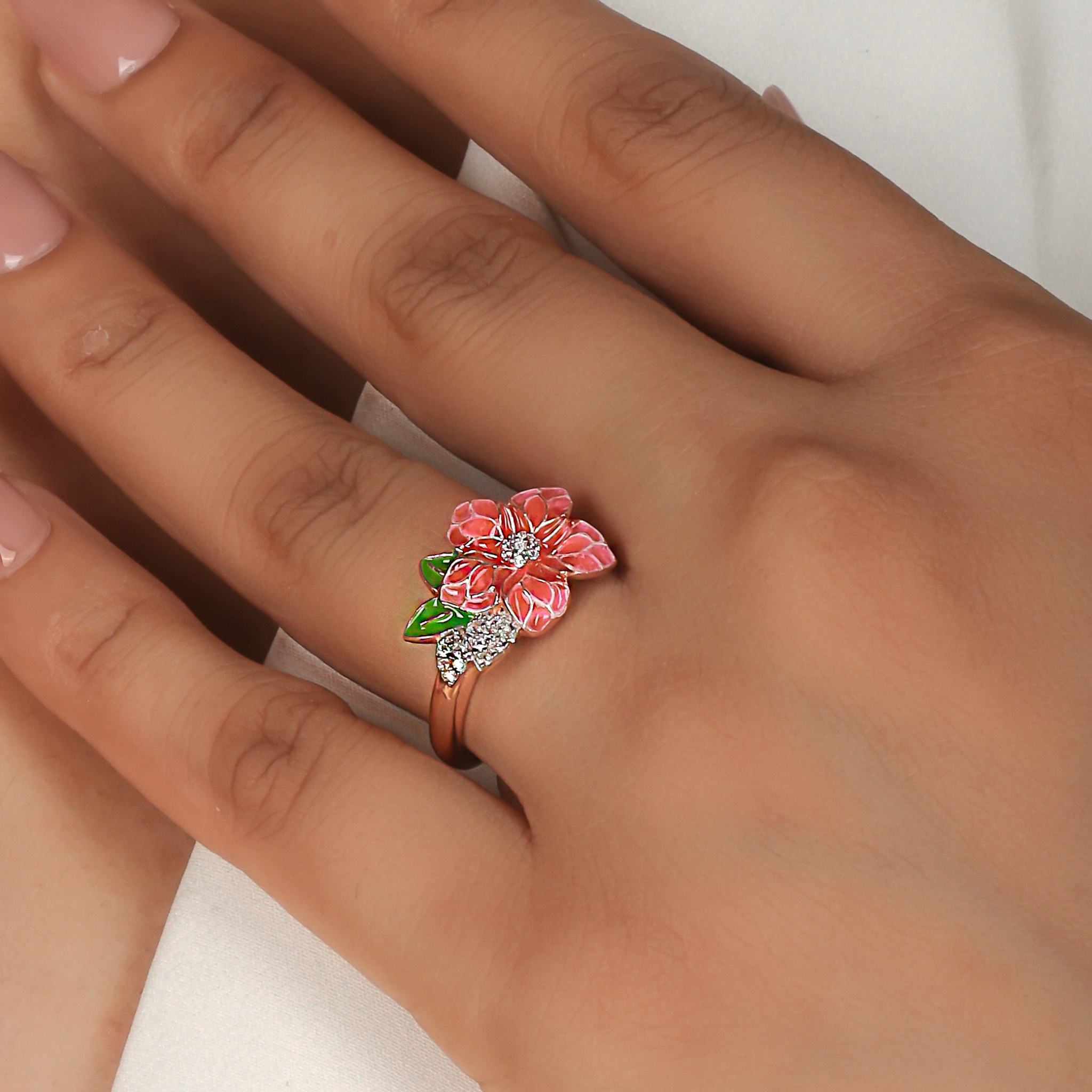Cherry Blossom Floral Ring- Hallmarked 925 Sterling Silver